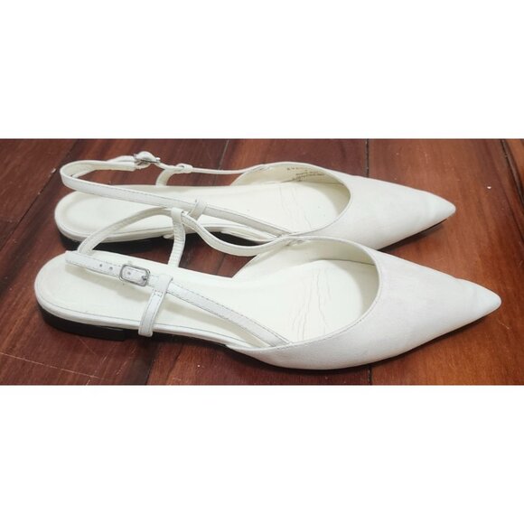 Everlane Women’s Size 9 White Leather Pointed Toe Slingback Flats Minimalist - Picture 6 of 13